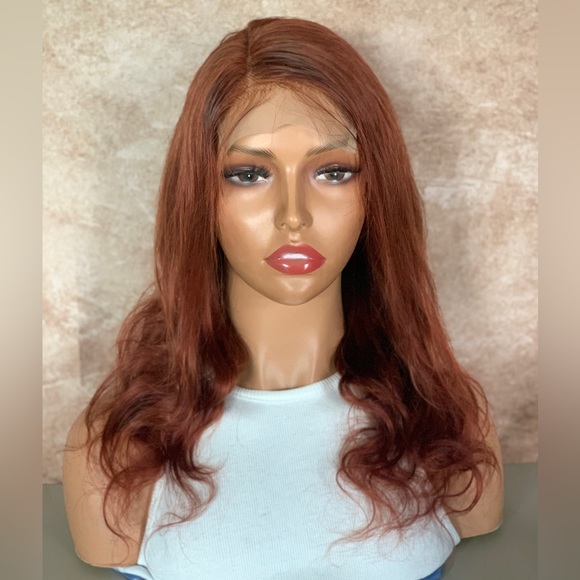 Human Hair Copper Red Bodywave Lace Closure Wig - Picture 3 of 15